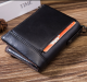 Double Zipper Buckle Leather Men's Wallet With Anti-theft Brush