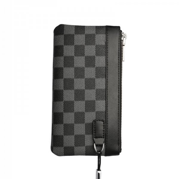 Men's Leather Plaid Clutch Top Layer Cowhide Wallet