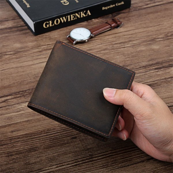 Vintage Men's Wallet Top Layer Crazy Horse Skin Multifunction