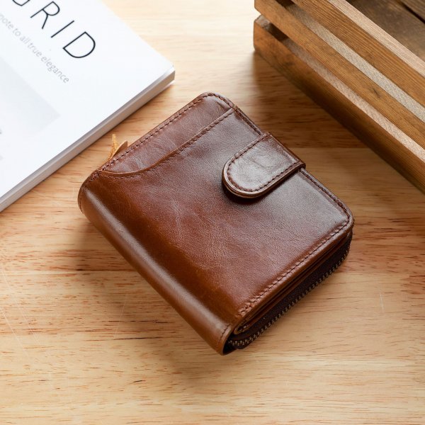 Leather Men's First Layer Short Wallet Multiple Card Slots