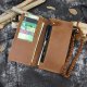 Retro Crazy Horse Leather Long Wallet Men's Buckle Leather Woven Belt Men's Outing Clutch